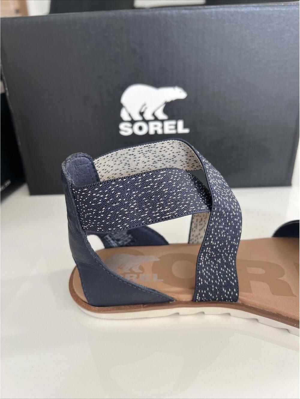 $89 SOREL Women's Ella II Leather Sandals, Nocturnal Blue Multiple Size 11 - Picture 10 of 10